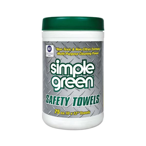 Simple Green Safety Towels, 1-Ply, 10 X 11.75, White, Unscented, 75/Canister 1 Simple Green Safety Towels, 1-Ply, 10 X 11.75, White, Unscented, 75/Canister