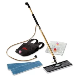 3M Easy Shine Applicator Kit, 18" Wide White Microfiber Head, 43" To 63" Gold/Black Aluminum Handle