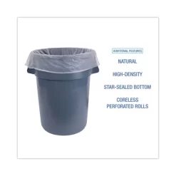 Boardwalk High-Density Can Liners, 60 Gal, 11 Microns, 38" X 58", Natural, 25 Bags/Roll, 8 Rolls/Carton -Professional cleaning tool store 02395cae2b2fa9b6fca4329e5100b51103