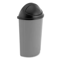 Rubbermaid Commercial Untouchable Plastic Half-Round Lid, 21.38w X 12.38d X 9.13h, Black -Professional cleaning tool store 053db364474693fed2304f2007b7227118