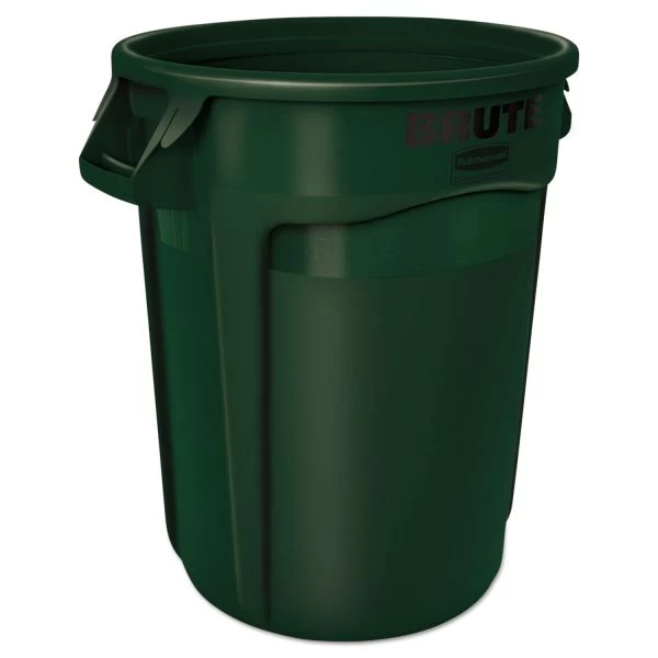 Rubbermaid Commercial Vented Round Brute Container, 32 Gal, Plastic, Dark Green 4 Rubbermaid Commercial Vented Round Brute Container, 32 Gal, Plastic, Dark Green - Image 4