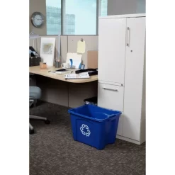 Rubbermaid Commercial Stacking Recycle Bin, 14 Gal, Polyethylene, Blue -Professional cleaning tool store 0597da254105f15f48a72c39c2b9833292
