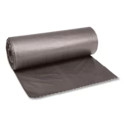 Boardwalk Low-Density Waste Can Liners, 45 Gal, 0.95 Mil, 40" X 46", Gray, 25 Bags/Roll, 4 Rolls/Carton