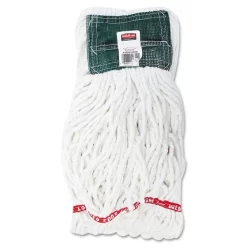 Rubbermaid Commercial Web Foot Shrinkless Looped-End Wet Mop Head, Cotton/Synthetic, Medium, White, 6/Carton