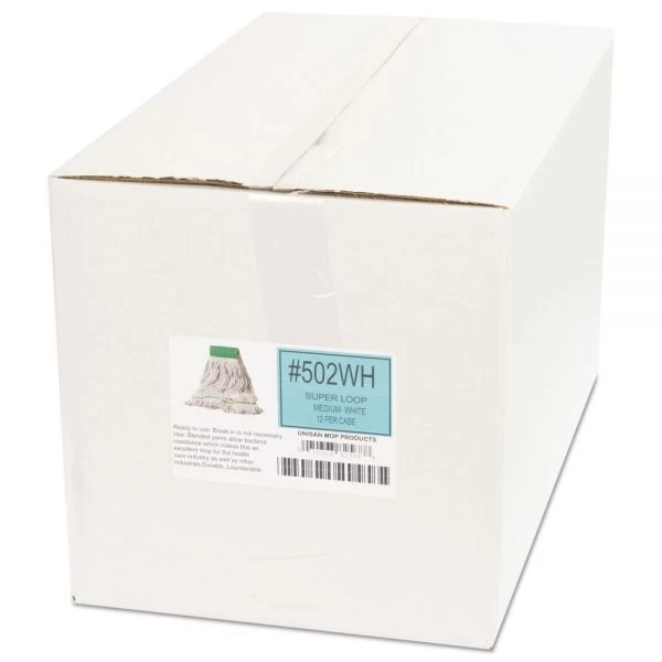 Boardwalk Super Loop Wet Mop Head, Cotton/Synthetic Fiber, 5" Headband, Medium Size, White, 12/Carton 10 Boardwalk Super Loop Wet Mop Head, Cotton/Synthetic Fiber, 5" Headband, Medium Size, White, 12/Carton - Image 10