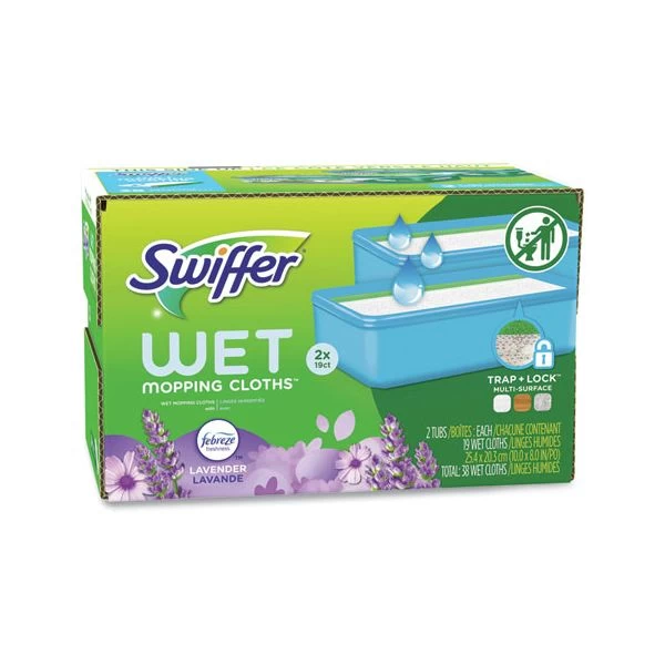 Swiffer Sweeper TRAP + LOCK Wet Mop Cloth, 8 X 10, White, Lavender Scent, 38/Pack 1 Swiffer Sweeper TRAP + LOCK Wet Mop Cloth, 8 X 10, White, Lavender Scent, 38/Pack