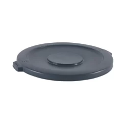 Boardwalk Lids For 44 Gal Waste Receptacles, Flat-Top, Round, Plastic Gray