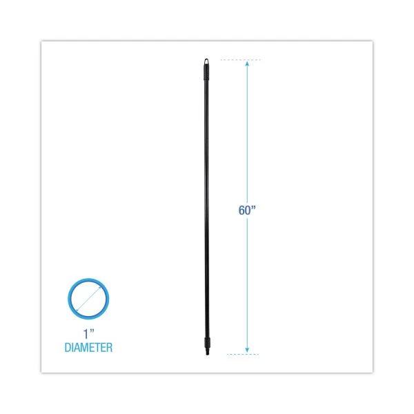 Boardwalk Fiberglass Broom Handle, Nylon Plastic Threaded End, 1" Dia X 60", Black 2 Boardwalk Fiberglass Broom Handle, Nylon Plastic Threaded End, 1" Dia X 60", Black - Image 2