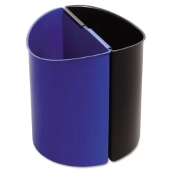 Safco Mayline Desk-Side Recycling Receptacle, 3gal, Plastic, Black And Blue
