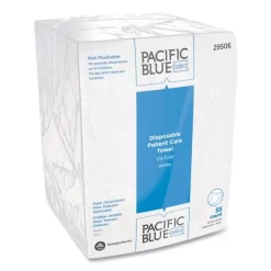 Georgia Pacific Professional Pacific Blue Select Disposable Patient Care Washcloths, 1-Ply, 10 X 13, Unscented, White, 55/Pack, 24 Packs/Carton
