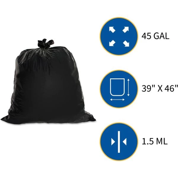 Genuine Joe Heavy-Duty 45 Gallon Trash Bags 3 Genuine Joe Heavy-Duty 45 Gallon Trash Bags - Image 3