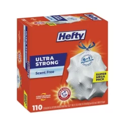 Hefty Ultra Strong Tall Kitchen And Trash Bags, 13 Gal, 0.9 Mil, 23.75" X 24.88", White, 110/Box 8 Hefty Ultra Strong Tall Kitchen And Trash Bags, 13 Gal, 0.9 Mil, 23.75" X 24.88", White, 110/Box -Professional cleaning tool store 0e121a13865e53f8ba531ec43ea038b87c