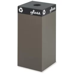 Safco Public Recycling Container, Square, Steel, 31gal, Brown