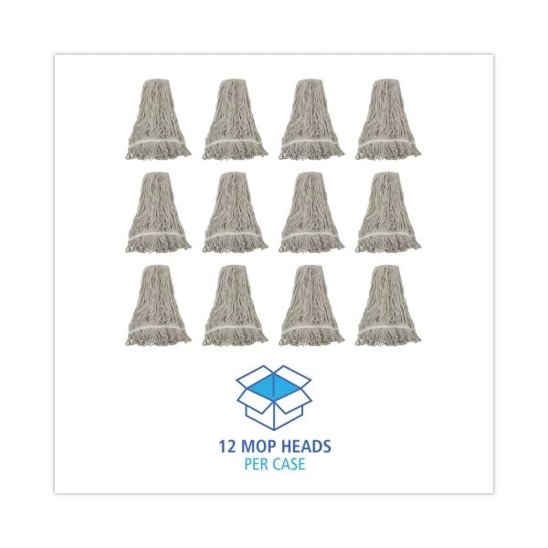 Boardwalk Mop Head, Loop Web/Tailband, Value Standard, Cotton, No. 32, White, 12/Carton 4 Boardwalk Mop Head, Loop Web/Tailband, Value Standard, Cotton, No. 32, White, 12/Carton - Image 4