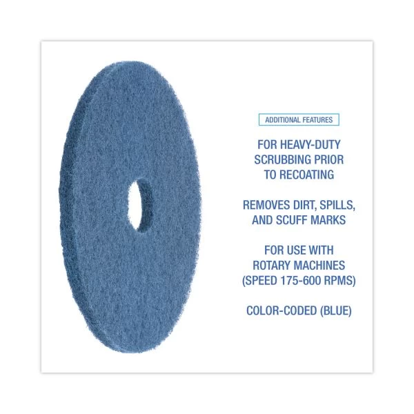 Boardwalk Standard Scrubbing Floor Pads, 20" Diameter, Blue, 5/Carton 3 Boardwalk Standard Scrubbing Floor Pads, 20" Diameter, Blue, 5/Carton - Image 3