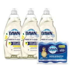 Dawn Platinum Liquid Dish Detergent, Lemon Scent, (3) 24 Oz Bottles Plus (2) Sponges/Carton