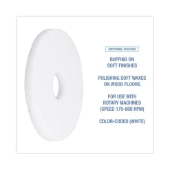 Boardwalk Standard Polishing Floor Pads, 13" Diameter, White, 5/Carton -Professional cleaning tool store 14a29b64db9b169e3017539e00aa78c1e5