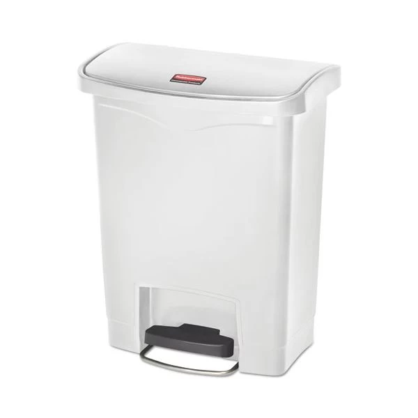 Rubbermaid Commercial Slim Jim Resin Step-On Container, Front Step Style, 8 Gal, White 1 Rubbermaid Commercial Slim Jim Resin Step-On Container, Front Step Style, 8 Gal, White