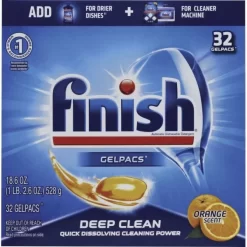 FINISH Dish Detergent Gelpacs, Orange Scent, Box Of 32 Gelpacs, 8 Boxes/Carton -Professional cleaning tool store 194542ebeba21eb67f4bb5c6d568f657f4
