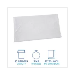 Boardwalk Linear Low Density Industrial Can Liners, 45 Gal, 0.9 Mil, 40 X 46, White, 100/Carton 12 Boardwalk Linear Low Density Industrial Can Liners, 45 Gal, 0.9 Mil, 40 X 46, White, 100/Carton -Professional cleaning tool store 1b1d8730713268531e5a6846459b65a1a1
