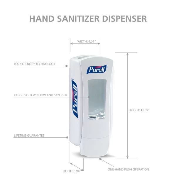 PURELL ADX-12 Dispenser, 1,200 ML, 4.5 X 4 X 11.25, White 4 PURELL ADX-12 Dispenser, 1,200 ML, 4.5 X 4 X 11.25, White - Image 4