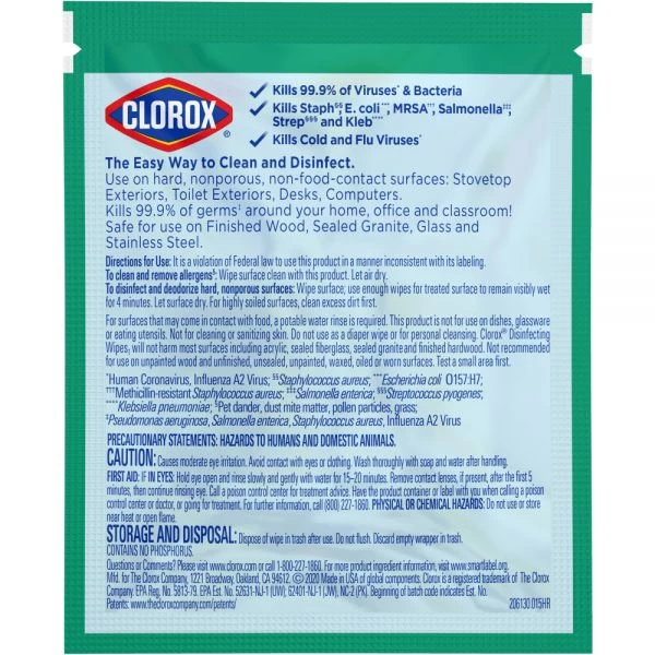 Clorox Disinfecting Wipes, 7" X 7-1/4", Fresh Scent, Pack Of 900 Wipes 3 Clorox Disinfecting Wipes, 7" X 7-1/4", Fresh Scent, Pack Of 900 Wipes - Image 3