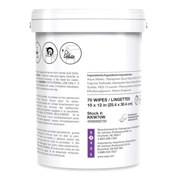 SC Johnson Professional Kresto KWIK-WIPES, Cloth, 1-Ply, 7.9 X 5.7, Citrus, White, 70/Pack, 6 Packs/Carton 3 SC Johnson Professional Kresto KWIK-WIPES, Cloth, 1-Ply, 7.9 X 5.7, Citrus, White, 70/Pack, 6 Packs/Carton - Image 3