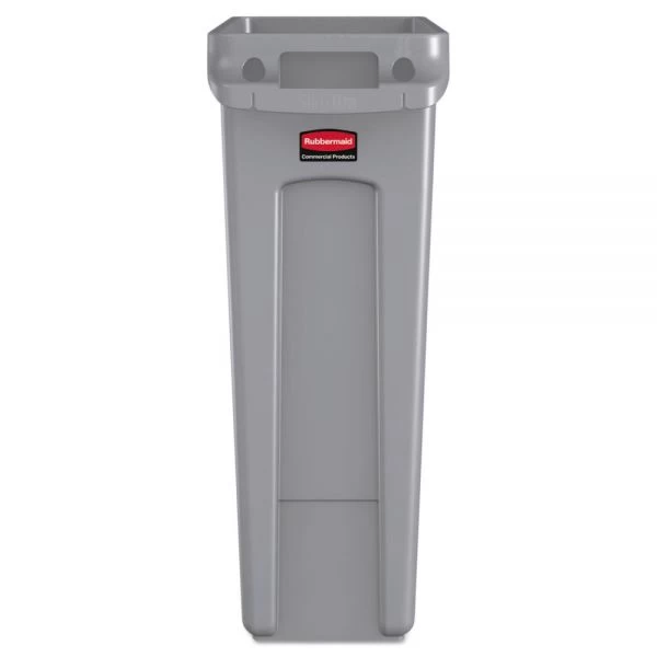 Rubbermaid Commercial Slim Jim With Venting Channels, 23 Gal, Plastic, Gray 3 Rubbermaid Commercial Slim Jim With Venting Channels, 23 Gal, Plastic, Gray - Image 3