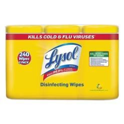 LYSOL Brand Disinfecting Wipes, 7 X 8, Lemon And Lime Blossom, 80/Canister, 3/Pack