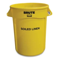 Rubbermaid Commercial Vented Round Brute Container, "Soiled Linen" Imprint, 32 Gal, Plastic, Yellow 3 Rubbermaid Commercial Vented Round Brute Container, "Soiled Linen" Imprint, 32 Gal, Plastic, Yellow -Professional cleaning tool store 2191614bfe247efec74f97e01c74917ade
