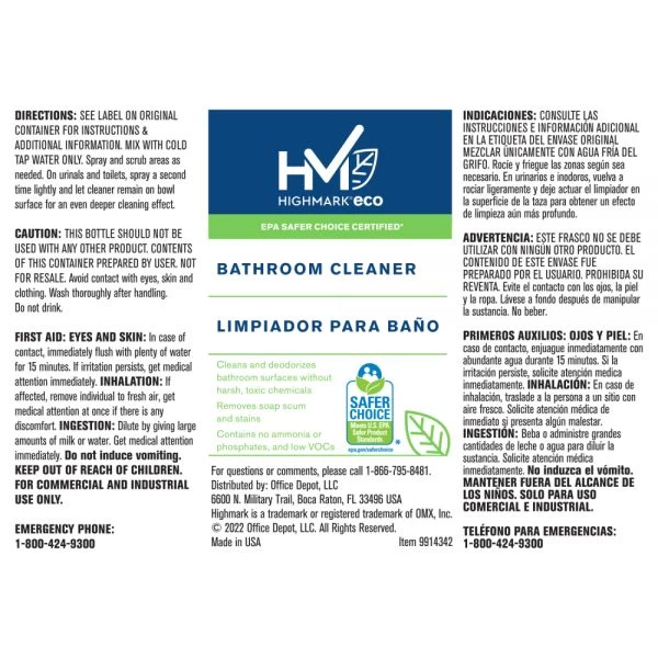 Highmark ECO Liquid Bathroom Cleaner Concentrate, 2 Liters 2 Highmark ECO Liquid Bathroom Cleaner Concentrate, 2 Liters - Image 2