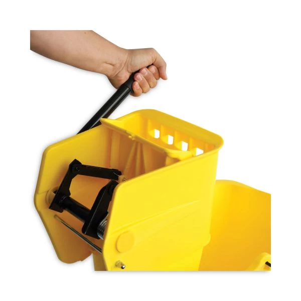 Boardwalk Pro-Pac Side-Squeeze Wringer/Bucket Combo, 8.75 Gal, Yellow/Silver 2 Boardwalk Pro-Pac Side-Squeeze Wringer/Bucket Combo, 8.75 Gal, Yellow/Silver - Image 2