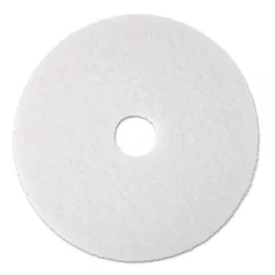 3M Low-Speed Super Polishing Floor Pads 4100, 19" Diameter, White, 5/Carton