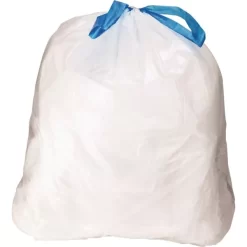 BlueCollar Drawstring Trash Bags, 13 Gal, 0.8 Mil, 24" X 28", White, 40 Bags/Roll, 2 Rolls/Box -Professional cleaning tool store 24ee2dda121732e7bac9cb0270491a4d11