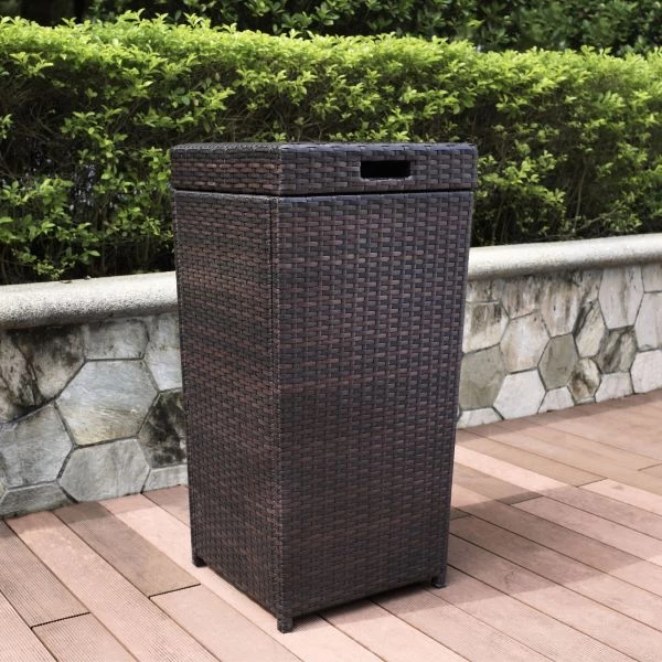 Palm Harbor Outdoor Wicker Trash Bin 3 Palm Harbor Outdoor Wicker Trash Bin - Image 3