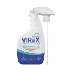 Diversey Virex All-Purpose Disinfectant Cleaner, Lemon Scent, 32oz Spray Bottle, 4/Carton