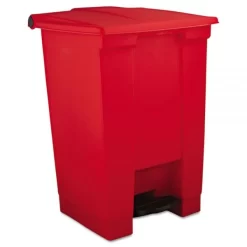 Rubbermaid Commercial Indoor Utility Step-On Waste Container, 12 Gal, Plastic, Red