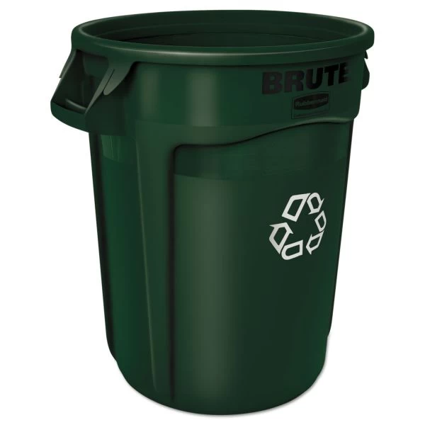 Rubbermaid Commercial Vented Round Brute Container, 32 Gal, Plastic, Dark Green 3 Rubbermaid Commercial Vented Round Brute Container, 32 Gal, Plastic, Dark Green - Image 3