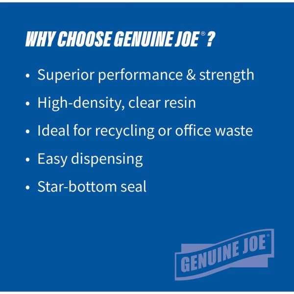 Genuine Joe 33 Gallon Trash Bags, Clear, High-Density, 11 Micron Thickness, 500/Carton 6 Genuine Joe 33 Gallon Trash Bags, Clear, High-Density, 11 Micron Thickness, 500/Carton - Image 6