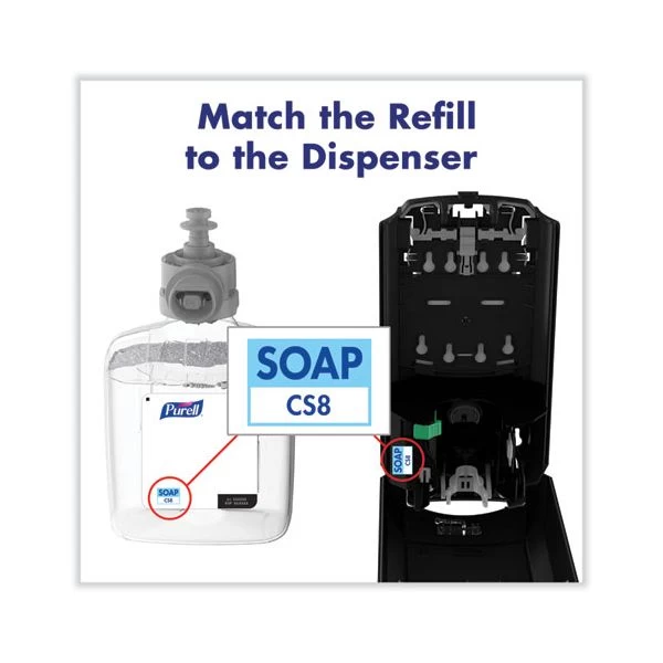 PURELL CS8 Soap Dispenser, 1,200 ML, 5.79 X 3.93 X 10.31, White 4 PURELL CS8 Soap Dispenser, 1,200 ML, 5.79 X 3.93 X 10.31, White - Image 4