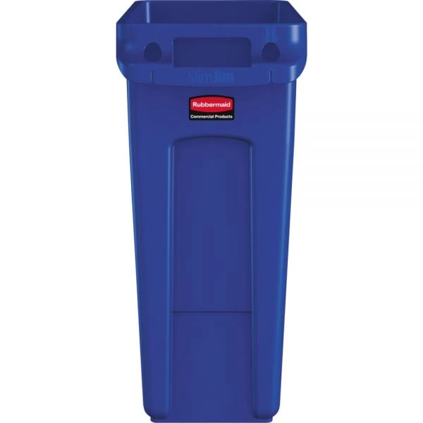 Rubbermaid Commercial Slim Jim W/Handles, Rectangular, Plastic, 15.9 Gal, Blue 3 Rubbermaid Commercial Slim Jim W/Handles, Rectangular, Plastic, 15.9 Gal, Blue - Image 3