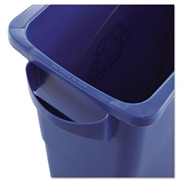 Rubbermaid Commercial Slim Jim W/Handles, Rectangular, Plastic, 15.9 Gal, Blue 2 Rubbermaid Commercial Slim Jim W/Handles, Rectangular, Plastic, 15.9 Gal, Blue - Image 2