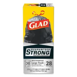 Glad Drawstring Large Trash Bags, 30 Gal, 1.05 Mil, 30" X 33", Black, 15 Bags/Box, 6 Boxes/Carton -Professional cleaning tool store 2b9ddda0d0fcbba81b72cde8a38bb1ee8b