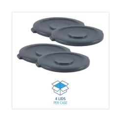 Boardwalk Lids For 44 Gal Waste Receptacles, Flat-Top, Round, Plastic Gray -Professional cleaning tool store 2bfaaefbd8ce0c548303214c99cf122a68