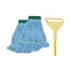 Boardwalk Looped End Mop Kit, Medium Blue Cotton/Rayon/Synthetic Head, 60" Yellow Metal/Polypropylene Handle