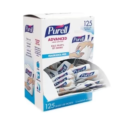 PURELL Single Use Advanced Gel Hand Sanitizer, 1.2 ML, Packet, Fragrance-Free, 125/Box, 12 Box/Carton