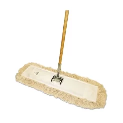 Boardwalk Cotton Dry Mopping Kit, 24 X 5 Natural Cotton Head, 60" Natural Wood Handle