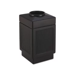 Safco Canmeleon Recessed Panel Receptacles, Top-Open, 38 Gal, Polyethylene, Black