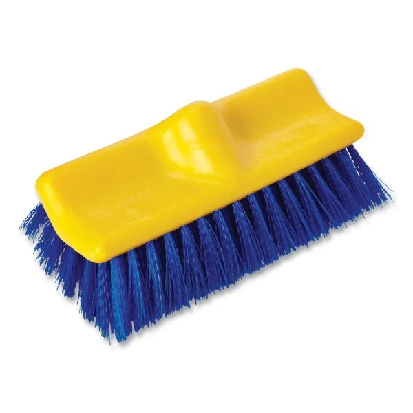 Rubbermaid Commercial Bi-Level Deck Scrub Brush, Blue Polypropylene Bristles, 10" Brush, 10" Plastic Block, Threaded Hole 4 Rubbermaid Commercial Bi-Level Deck Scrub Brush, Blue Polypropylene Bristles, 10" Brush, 10" Plastic Block, Threaded Hole - Image 4
