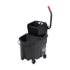 Rubbermaid Commercial WaveBrake 2.0 Bucket/Wringer Combos, Side-Press, 35 Qt, Plastic, Black